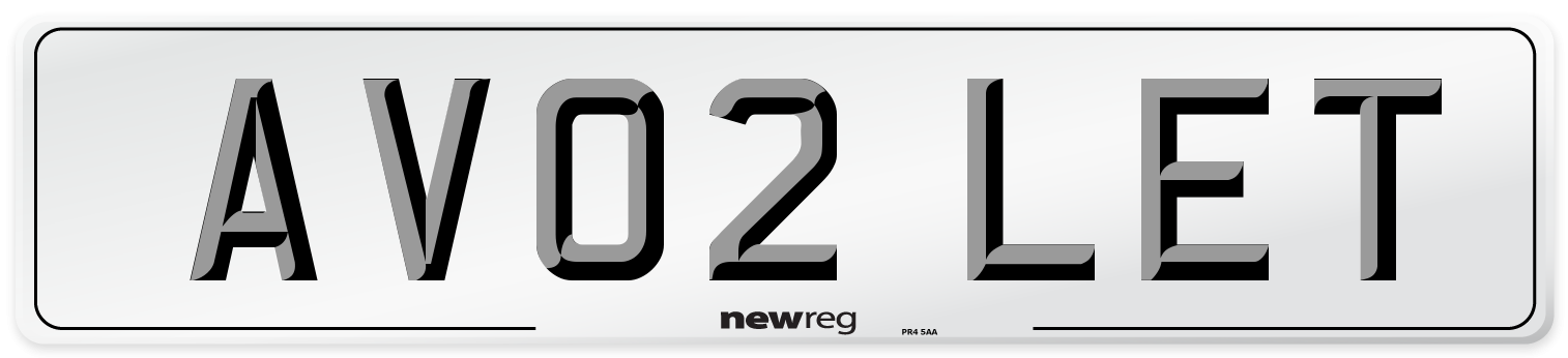 AV02 LET Number Plate from New Reg